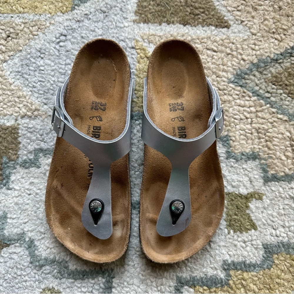 Birkenstock Gizeh Sandals Silver Size 37